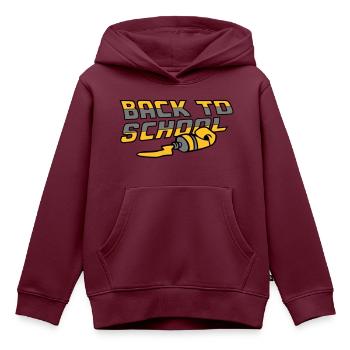 Back To School - Kinder Premium Organic Hoodie - Burgunderrot - Vorne - AI Model Kid Female (0cm)