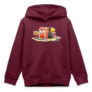 Der kleine Rabe Socke Schmackofatz - Kinder Premium Organic Hoodie - Burgunderrot - Vorne - AI Model Kid Female (0cm)