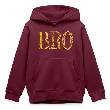 Design Bro - cool und cool - Kinder Premium Organic Hoodie - Burgunderrot - Vorne - AI Model Kid Female (0cm)