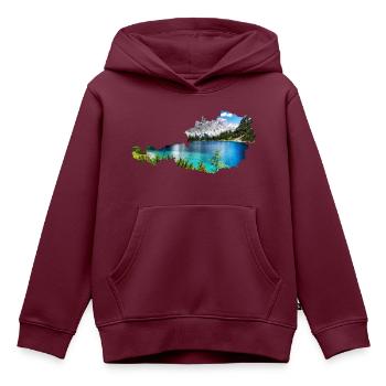 Österreich Berge See Panorama - Kinder Premium Organic Hoodie - Burgunderrot - Vorne - AI Model Kid Female (0cm)