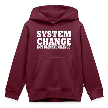 system change not climate change - Kinder Premium Organic Hoodie - Burgunderrot - Vorne - AI Model Kid Female (0cm)
