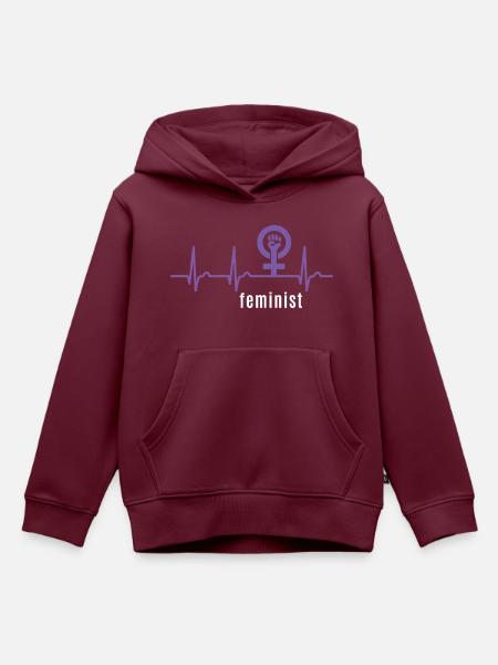 Feminist Herzkurve - Puls Frauenpower Feminismus - Kinder Premium Organic Hoodie - Burgunderrot