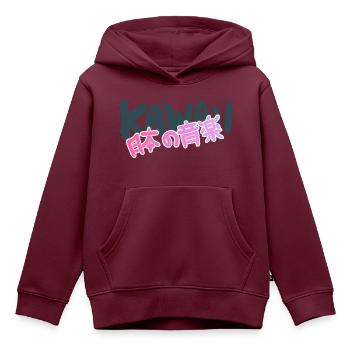 Kawaii Text - Kinder Premium Organic Hoodie - Burgunderrot - Vorne - AI Model Kid Female (0cm)
