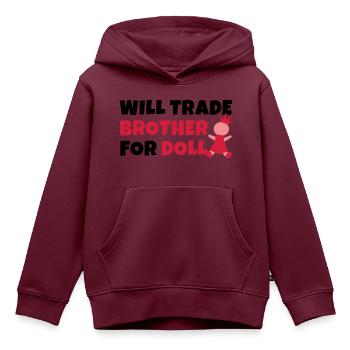 Will trade brother for doll - Kinder Premium Organic Hoodie - Burgunderrot - Vorne - AI Model Kid Female (0cm)