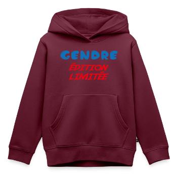 Limitierte Auflage GENDRE - Kinder Premium Organic Hoodie - Burgunderrot - Vorne - AI Model Kid Female (0cm)