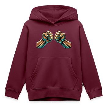 Faust - Kinder Premium Organic Hoodie - Burgunderrot - Vorne - AI Model Kid Female (0cm)