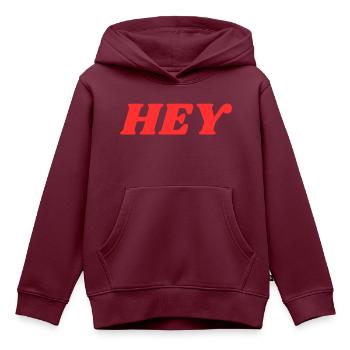 Hey - Kinder Premium Organic Hoodie - Burgunderrot - Vorne - AI Model Kid Female (0cm)