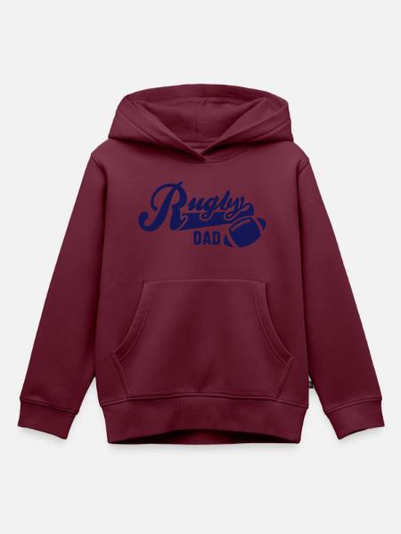 Rugby DAD - Kinder Premium Organic Hoodie - Burgunderrot