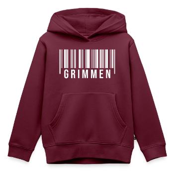Grimmen Strichcode - Kinder Premium Organic Hoodie - Burgunderrot - Vorne - AI Model Kid Female (0cm)