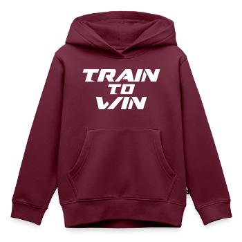 ZÜGE ZUM SIEG - Kinder Premium Organic Hoodie - Burgunderrot - Vorne - AI Model Kid Female (0cm)