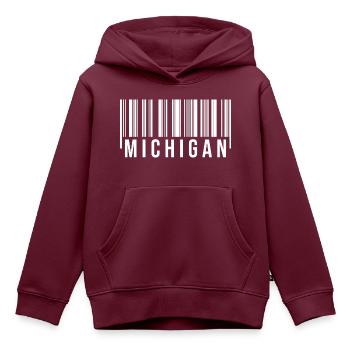 Michigan Barcode - Kinder Premium Organic Hoodie - Burgunderrot - Vorne - AI Model Kid Female (0cm)