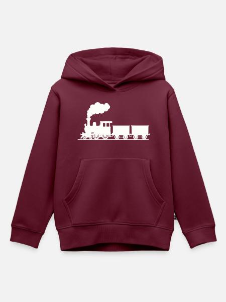 Dampflokomotive - Kinder Premium Organic Hoodie - Burgunderrot