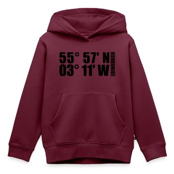 Edinburgh Koordinaten - Kinder Premium Organic Hoodie - Burgunderrot - Vorne - AI Model Kid Female (0cm)