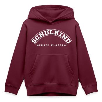 Schulkind - Kinder Premium Organic Hoodie - Burgunderrot - Vorne - AI Model Kid Female (0cm)