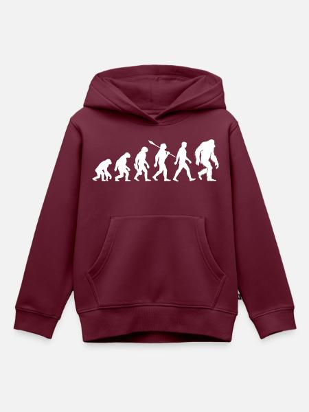 Evolution - Bigfoot - Yeti - Kinder Premium Organic Hoodie - Burgunderrot