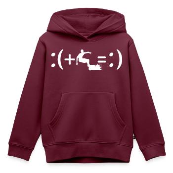 Surfen macht mich glücklich, Glücks-Formel - Kinder Premium Organic Hoodie - Burgunderrot - Vorne - AI Model Kid Female (0cm)