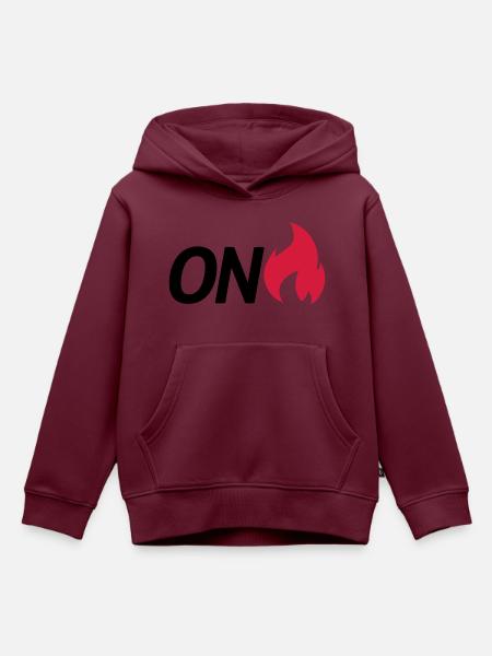 on fire - Kinder Premium Organic Hoodie - Burgunderrot