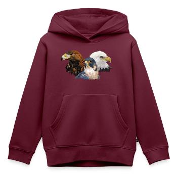 Wanderfalke und Adler - Kinder Premium Organic Hoodie - Burgunderrot - Vorne - AI Model Kid Female (0cm)