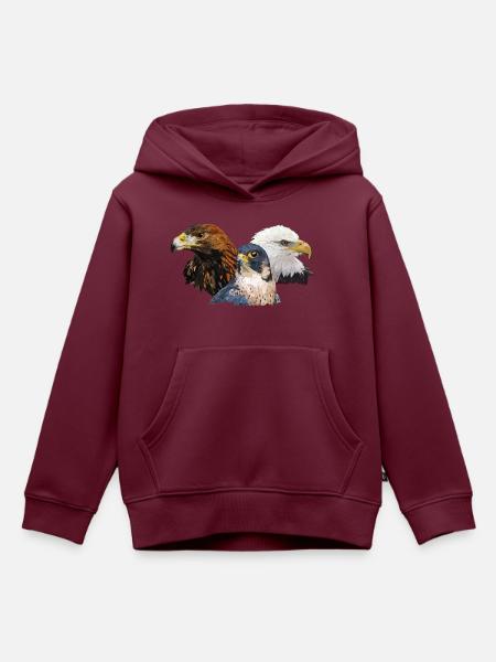 Wanderfalke und Adler - Kinder Premium Organic Hoodie - Burgunderrot