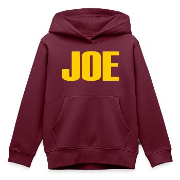 Joe - Kinder Premium Organic Hoodie - Burgunderrot - Vorne - AI Model Kid Female (0cm)