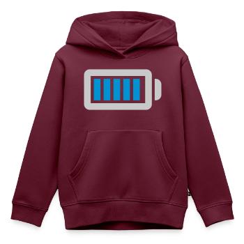 Energie Batterie voll aufgeladen - Kinder Premium Organic Hoodie - Burgunderrot - Vorne - AI Model Kid Female (0cm)