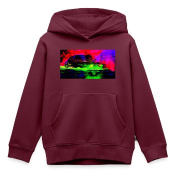 Neon Abstract Retro Car Design Coop Artist BiBi - Kinder Premium Organic Hoodie - Burgunderrot - Vorne - AI Model Kid Female (0cm)