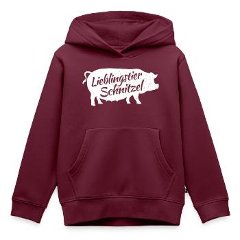 Schnitzel Fan Lieblingstier Schwein Fleischesser - Kinder Premium Organic Hoodie - Burgunderrot - Vorne - AI Model Kid Female (0cm)