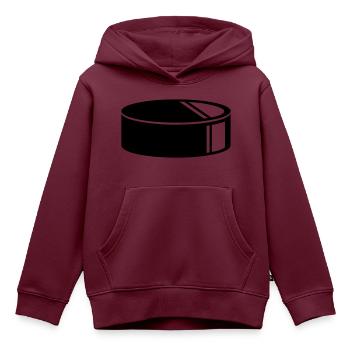 Puck Eishockey - Kinder Premium Organic Hoodie - Burgunderrot - Vorne - AI Model Kid Female (0cm)