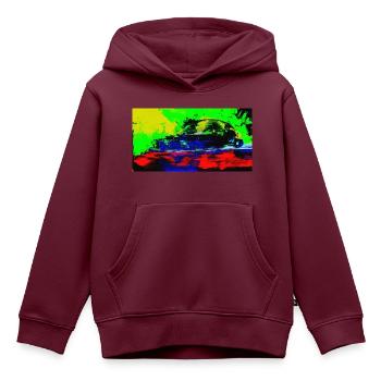 Neon Abstract Retro Car Design Coop Artist BiBi-2 - Kinder Premium Organic Hoodie - Burgunderrot - Vorne - AI Model Kid Female (0cm)