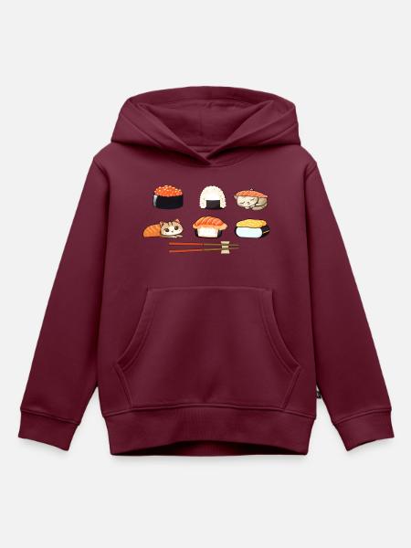 Sushi - Kinder Premium Organic Hoodie - Burgunderrot