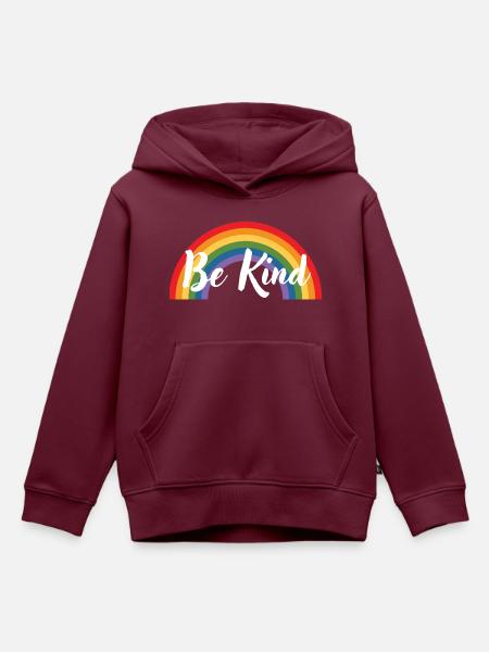 Be Kind Rainbow - Kinder Premium Organic Hoodie - Burgunderrot