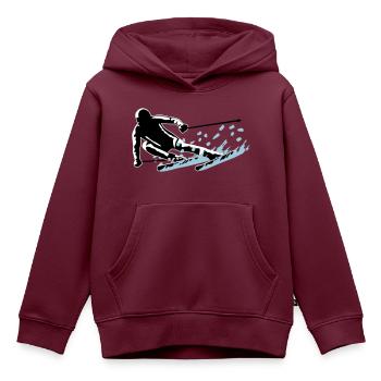 Skifahren - flotter Skifahrer und Schnee - Kinder Premium Organic Hoodie - Burgunderrot - Vorne - AI Model Kid Female (0cm)