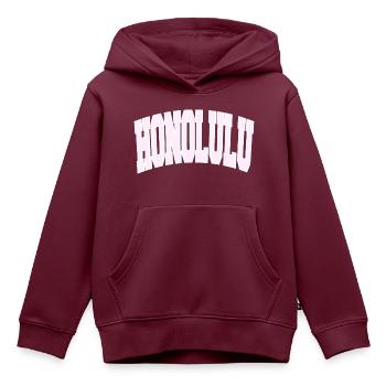 HONOLULU College - Kinder Premium Organic Hoodie - Burgunderrot - Vorne - AI Model Kid Female (0cm)