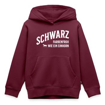 Schwarz wie ein Einhorn - Kinder Premium Organic Hoodie - Burgunderrot - Vorne - AI Model Kid Female (0cm)