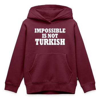 impossible is not turkish - türkei - Kinder Premium Organic Hoodie - Burgunderrot - Vorne - AI Model Kid Female (0cm)