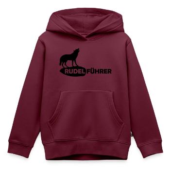 Rudelführer Wolf Alphatier Leitwolf Papa - Kinder Premium Organic Hoodie - Burgunderrot - Vorne - AI Model Kid Female (0cm)