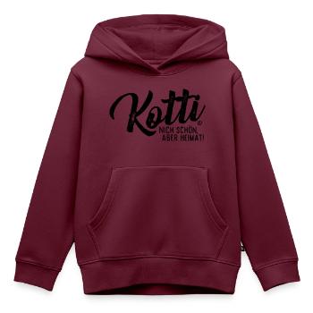 BERLIN KOTTI, NICH SCHÖN ABER HEIMAT! - Kinder Premium Organic Hoodie - Burgunderrot - Vorne - AI Model Kid Female (0cm)