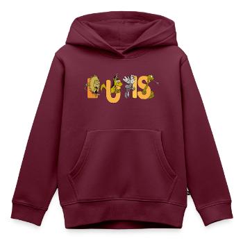 Luis - Kinder Premium Organic Hoodie - Burgunderrot - Vorne - AI Model Kid Female (0cm)