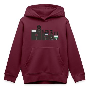 Set der Floppy Disks (3) - Kinder Premium Organic Hoodie - Burgunderrot - Vorne - AI Model Kid Female (0cm)