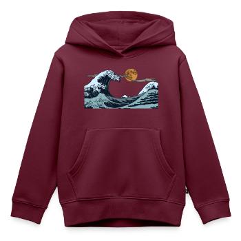 Kanagawa Wellen Ästhetische japanische Kunst Große Welle - Kinder Premium Organic Hoodie - Burgunderrot - Vorne - AI Model Kid Female (0cm)