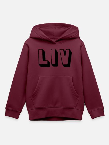 Name - Liv - Kinder Premium Organic Hoodie - Burgunderrot