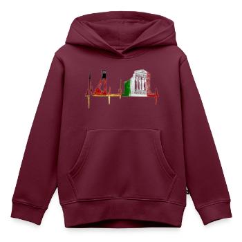Zeche Tempel ,Deutschland Italien - Kinder Premium Organic Hoodie - Burgunderrot - Vorne - AI Model Kid Female (0cm)