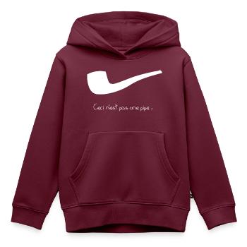 ceci n'est pas une pipe. - Kinder Premium Organic Hoodie - Burgunderrot - Vorne - AI Model Kid Female (0cm)