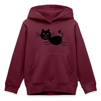 Schwarze Katze rennend - Kinder Premium Organic Hoodie - Burgunderrot - Vorne - AI Model Kid Female (0cm)