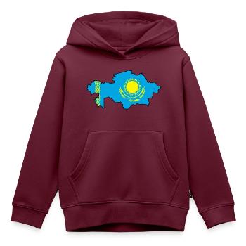 Kasachstan - Kinder Premium Organic Hoodie - Burgunderrot - Vorne - AI Model Kid Female (0cm)