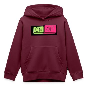on und off button - Kinder Premium Organic Hoodie - Burgunderrot - Vorne - AI Model Kid Female (0cm)