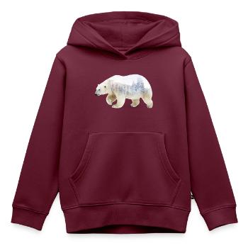 Eisbär - Kinder Premium Organic Hoodie - Burgunderrot - Vorne - AI Model Kid Female (0cm)