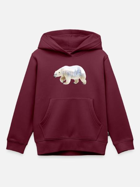 Eisbär - Kinder Premium Organic Hoodie - Burgunderrot