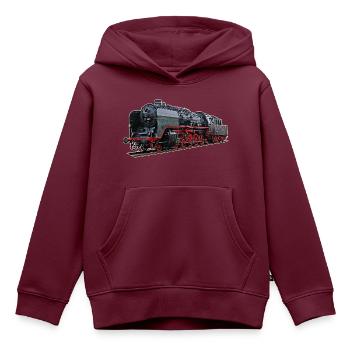 Dampflok BR 50 3501 - Kinder Premium Organic Hoodie - Burgunderrot - Vorne - AI Model Kid Female (0cm)