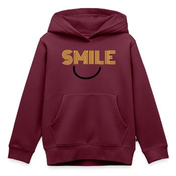 SMILE - Kinder Premium Organic Hoodie - Burgunderrot - Vorne - AI Model Kid Female (0cm)